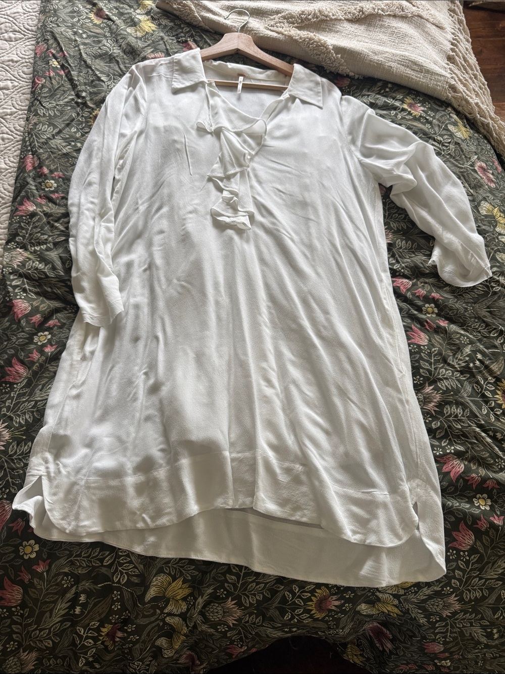 Free People White Lace-Up Mini Dress